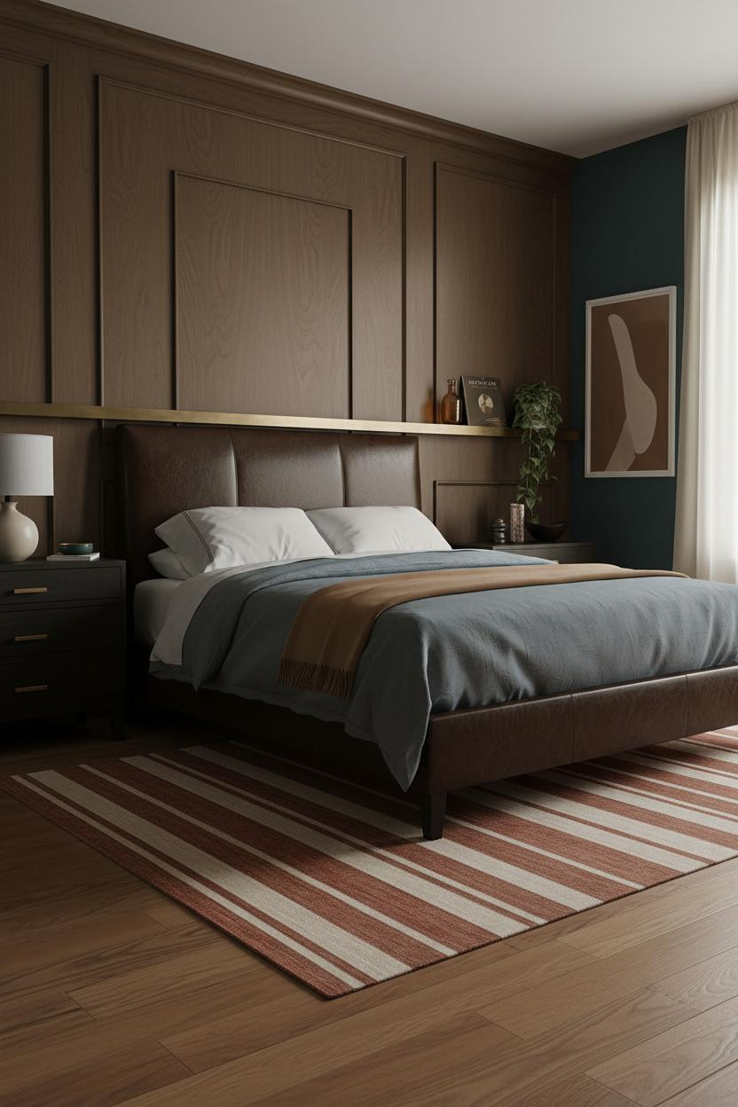 Dark Luxury Bedroom Bronze Wainscoting Master