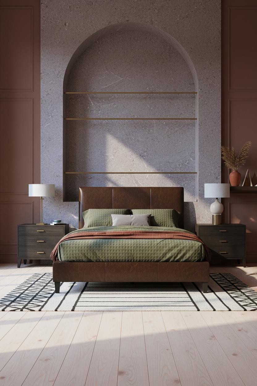 Dark Luxury Bedroom Stone Alcove Master