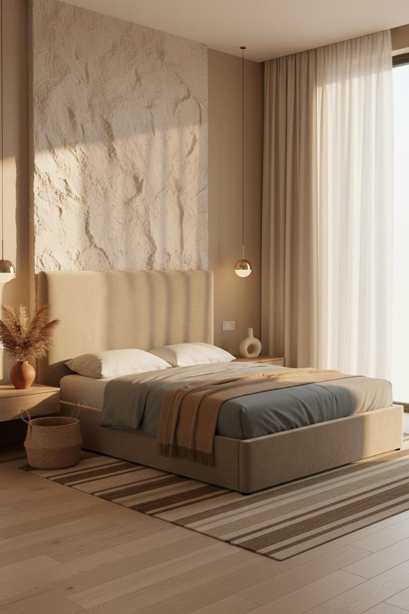 Dream Bedroom Japandi Plaster Accent Wall