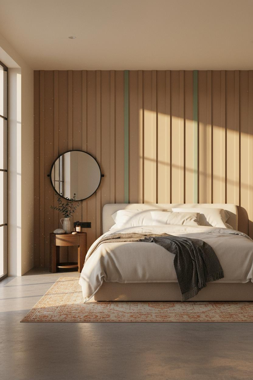 Earth Tone Green Bedroom Board Batten