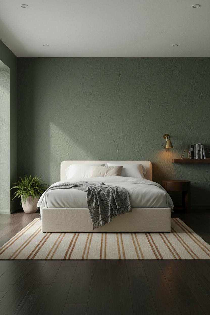 Earth Tone Green Bedroom Moss Plaster