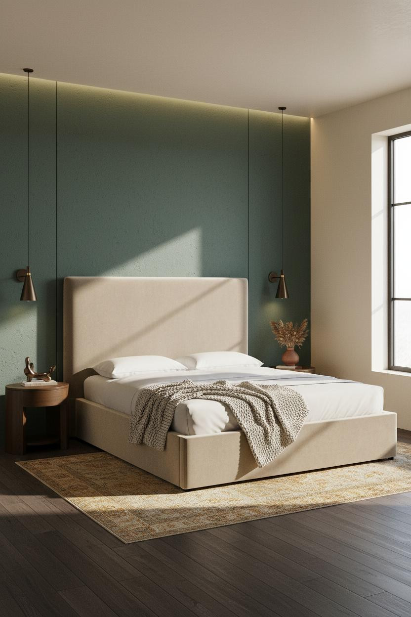 Earth Tone Green Bedroom Moss Wall