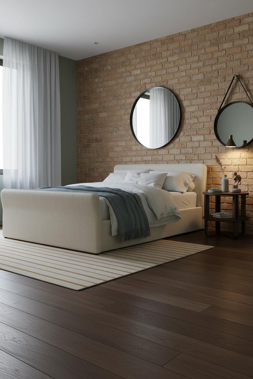 Earth Tone Green Bedroom Ochre Brick