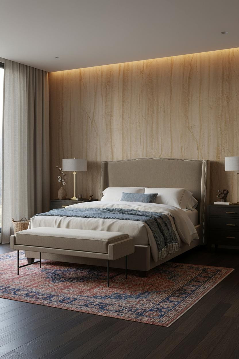 Earthy Luxury Bedroom Clay Plaster Warm
