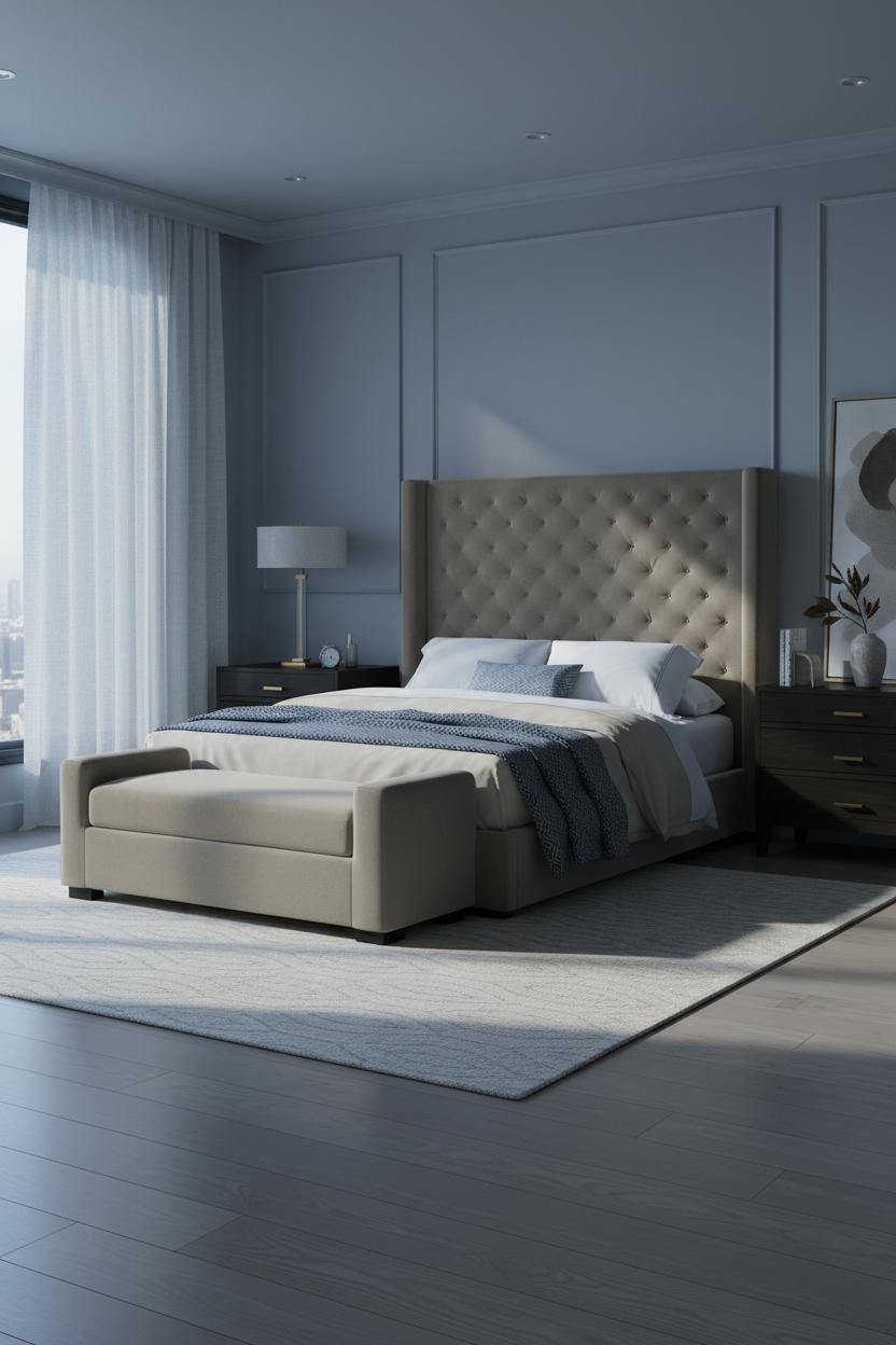 Earthy Luxury Bedroom Stone Grey Accent Wall