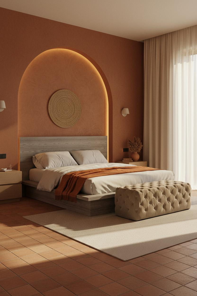Earthy Luxury Bedroom Terracotta Arch