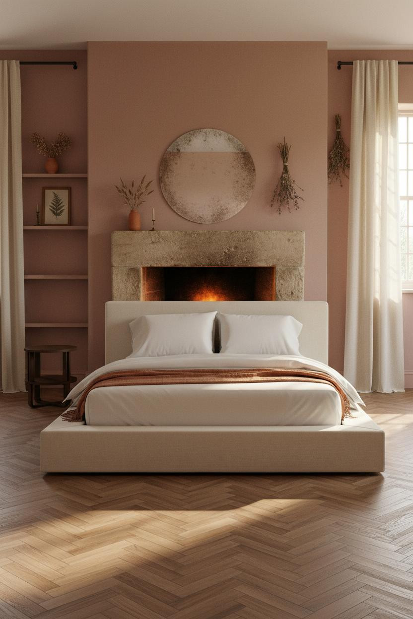 English Cottage Bedroom Fireplace Vintage