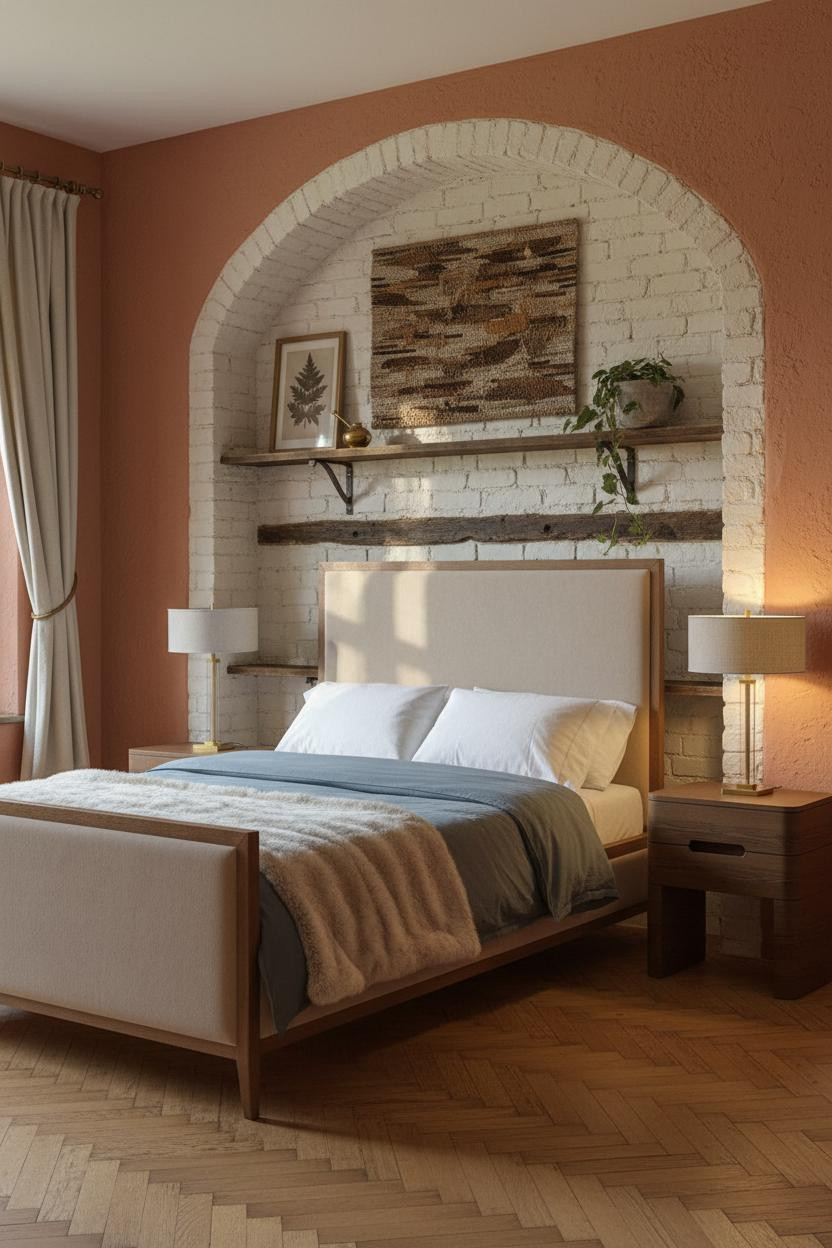 English Cottage Bedroom Whitewashed Alcove