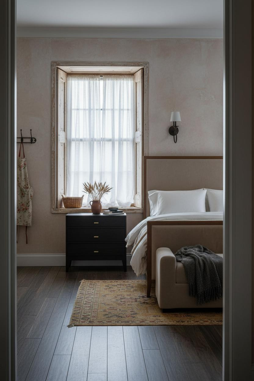 Farmhouse Shabby Chic Bedroom Weathered Shutters