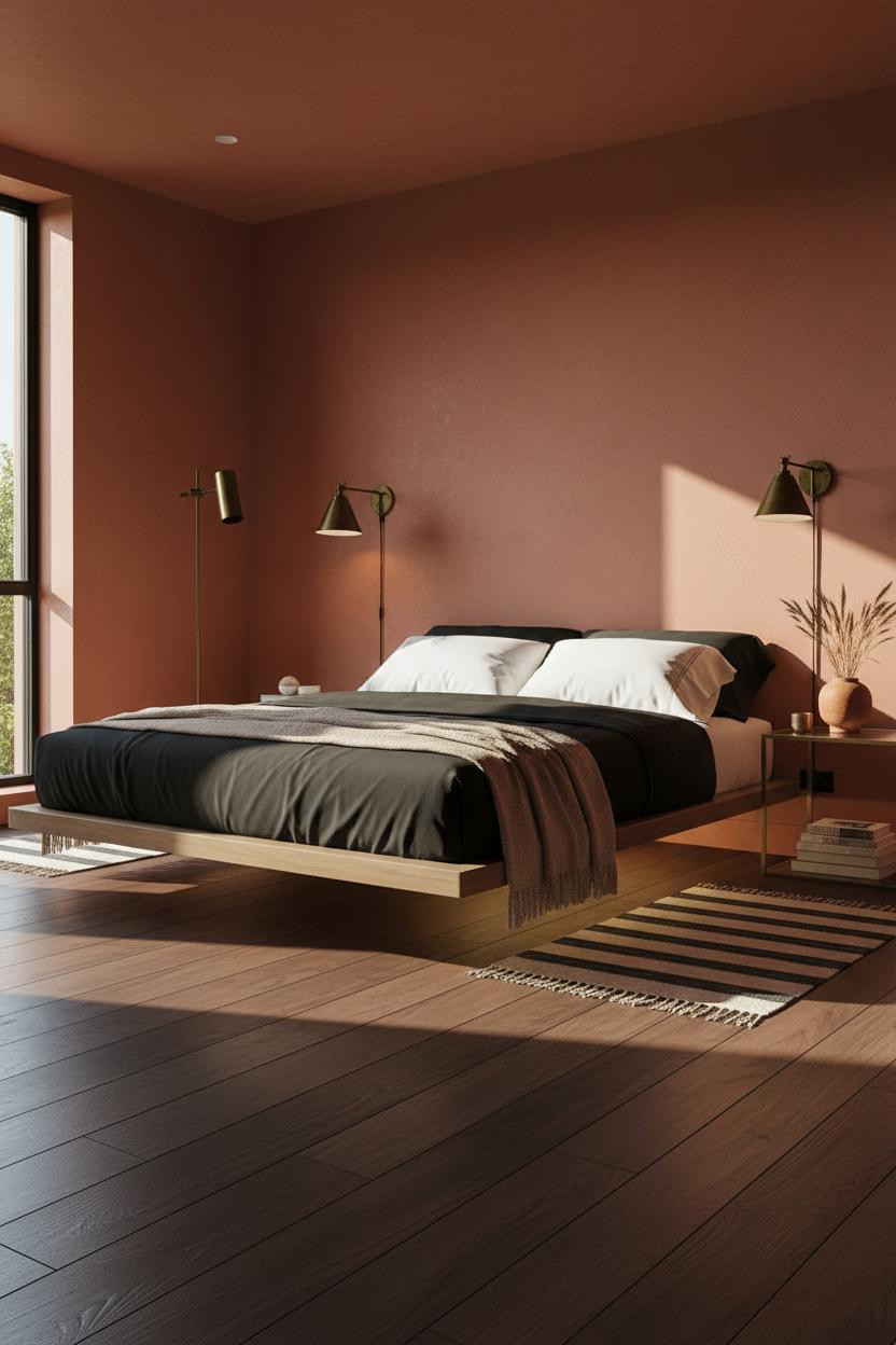 Floating Platform Bed Frame King Size Walnut