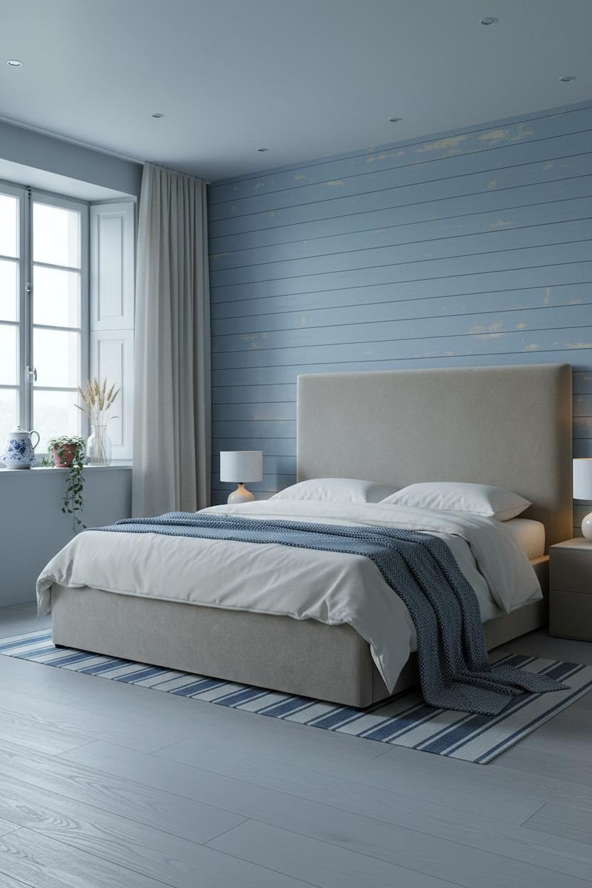 French Blue Bedroom Board And Batten Powder Blue