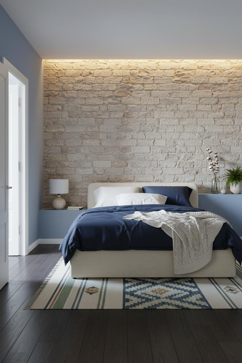 French Blue Bedroom Soft Periwinkle Walls Textured Plaster