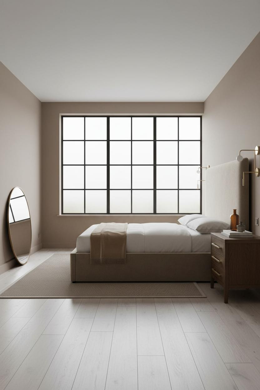 French Classic Bedroom With Crittall Windows and Soft Light