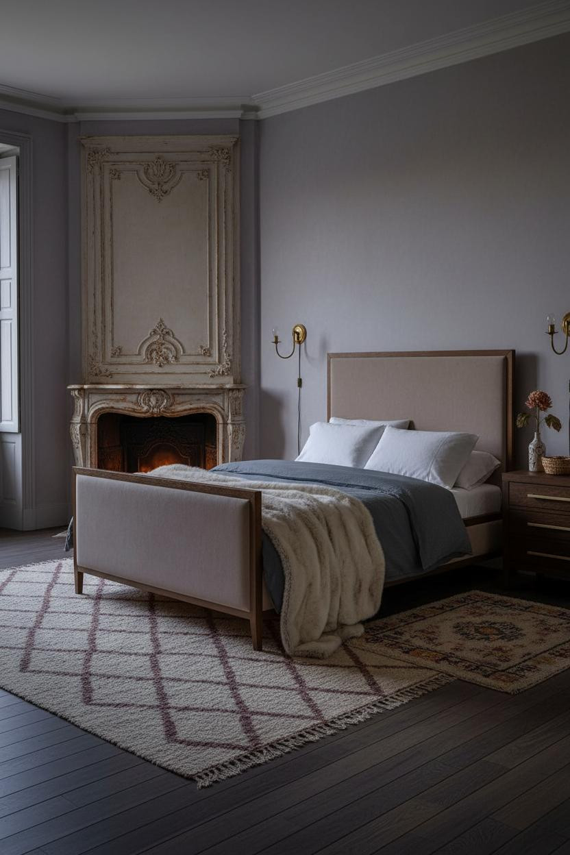 French Shabby Chic Bedroom Fireplace Vintage