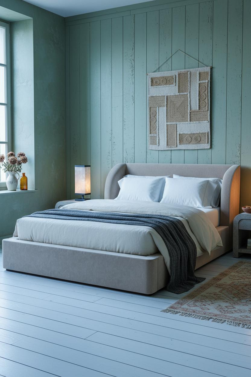 French Shabby Chic Bedroom Sage Green Distressed