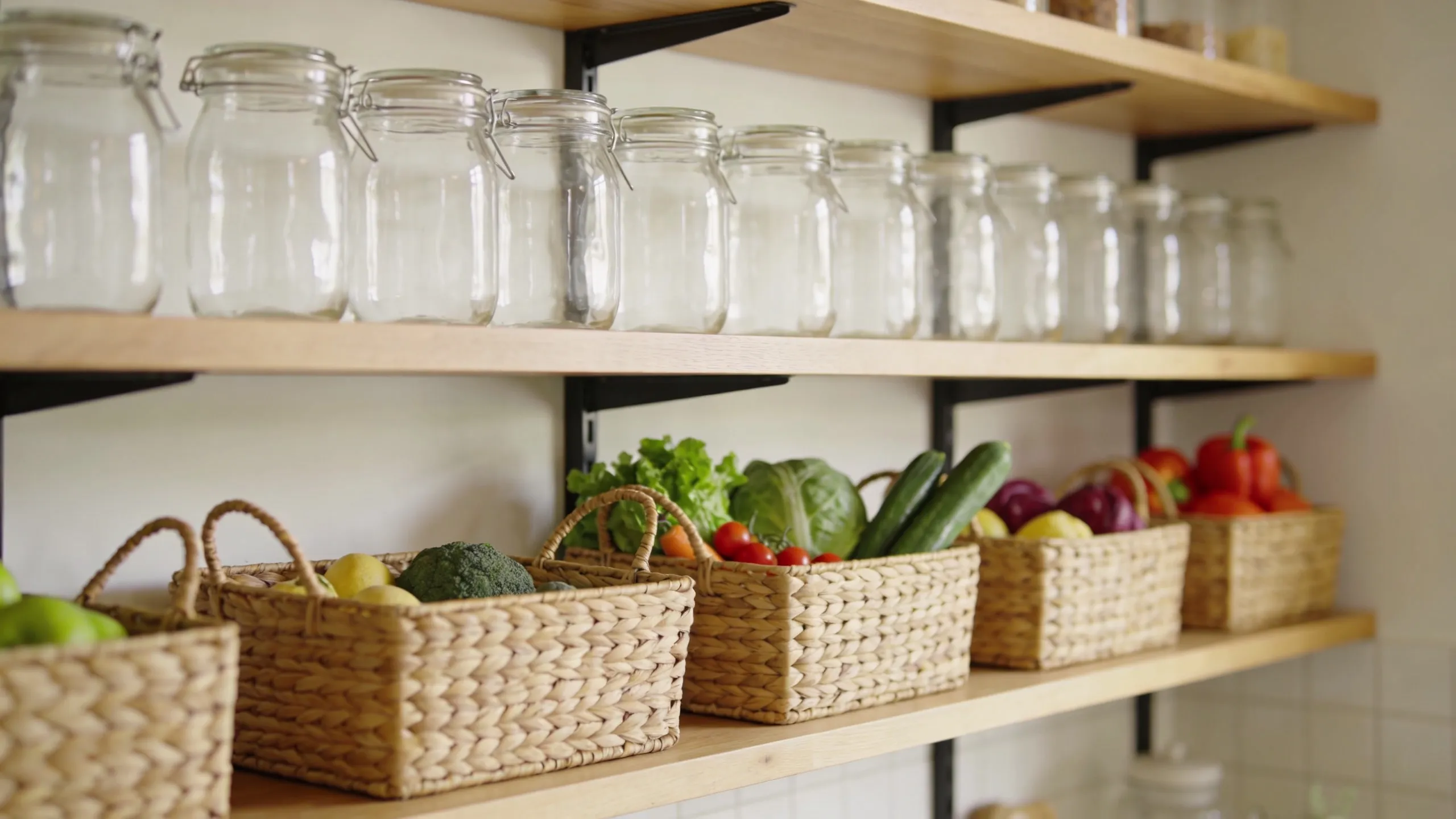 Organized kitchen pantry with glass jars — World Day reference