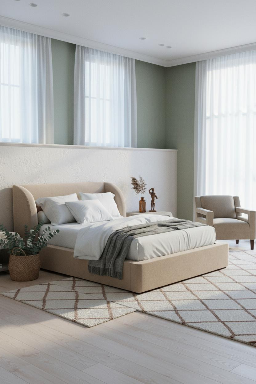 Girly Bedroom Sage Green Wainscoting