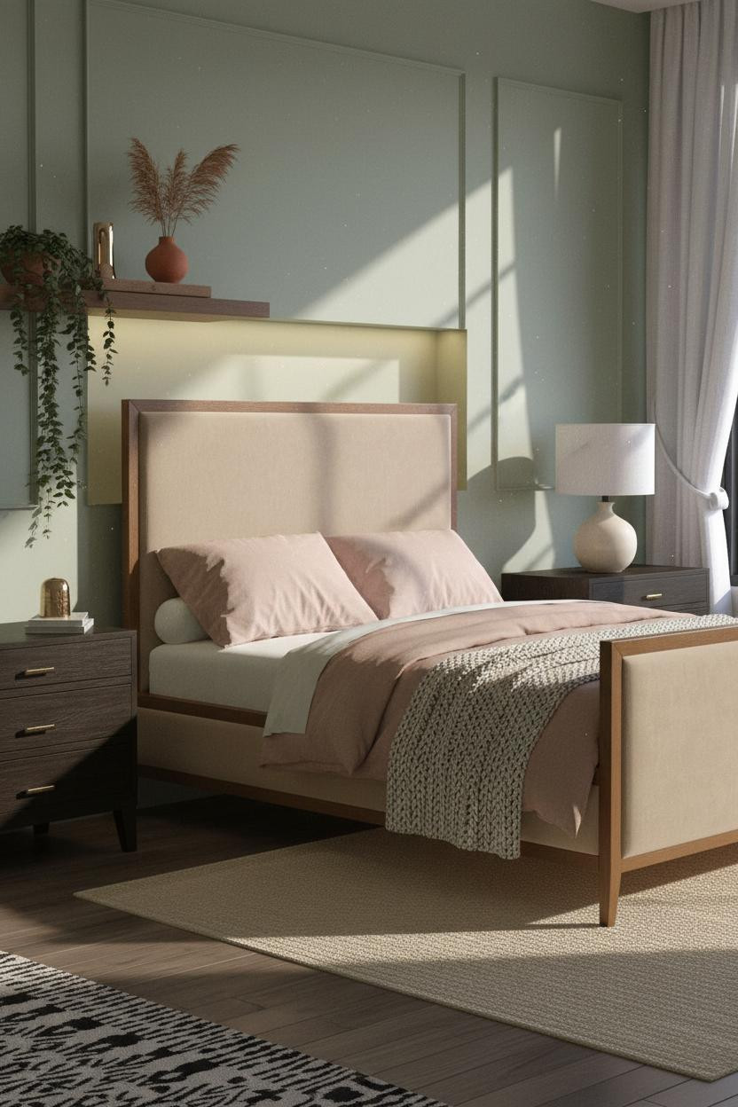 Green Neutral Bedroom Japandi Window Design