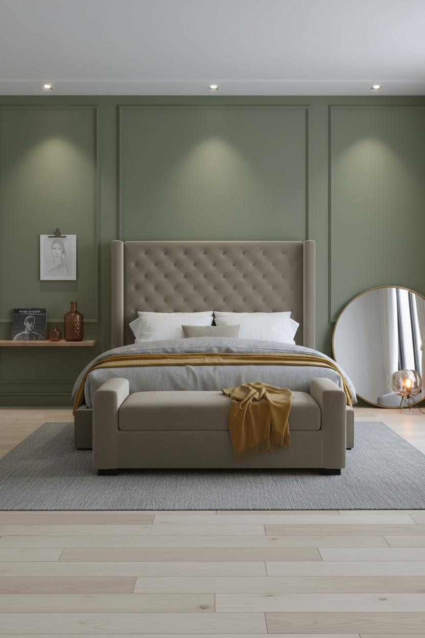 Green Neutral Bedroom Attic Scandi Design