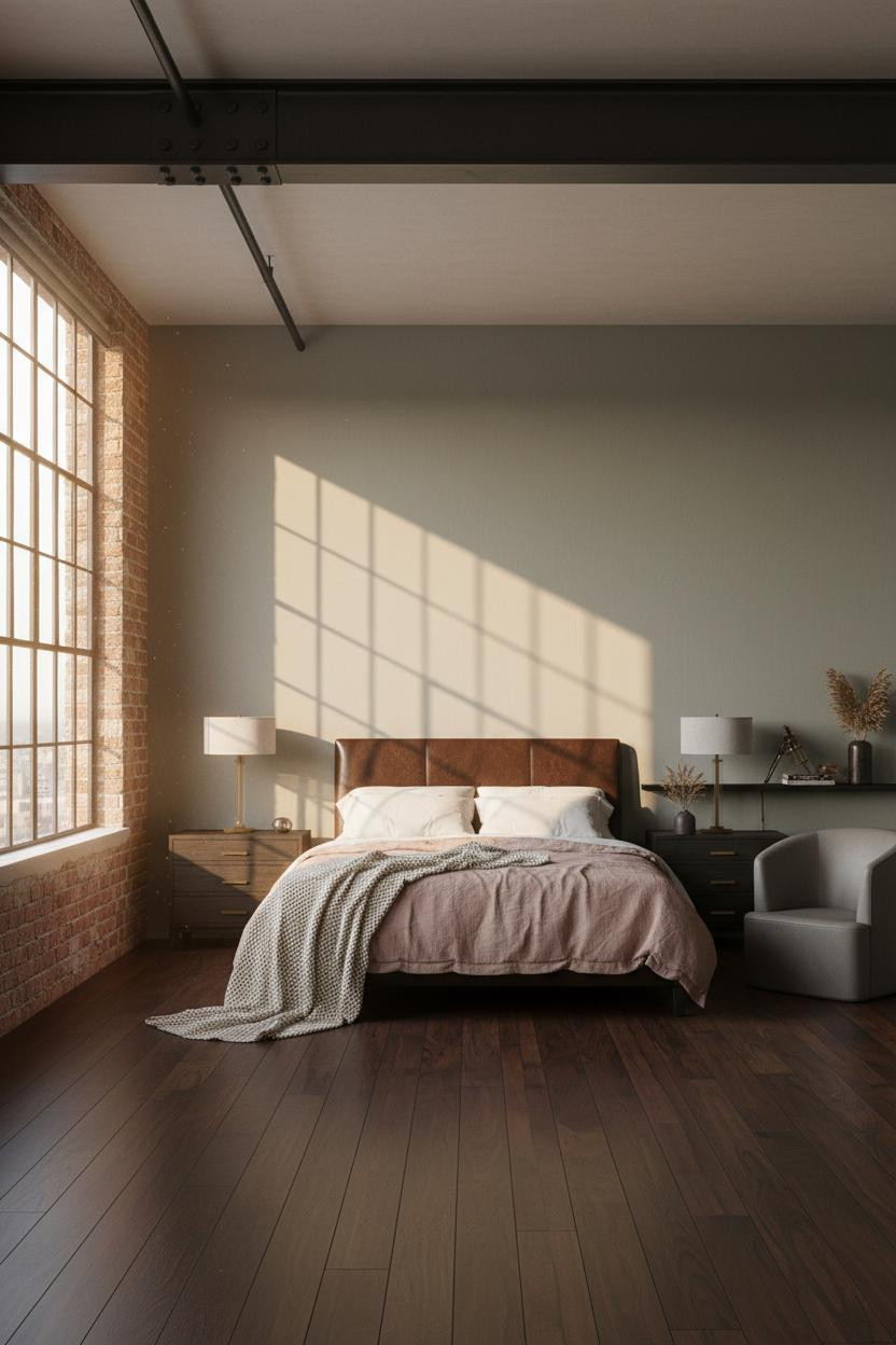 Industrial Loft Bedroom Cast Iron Beam