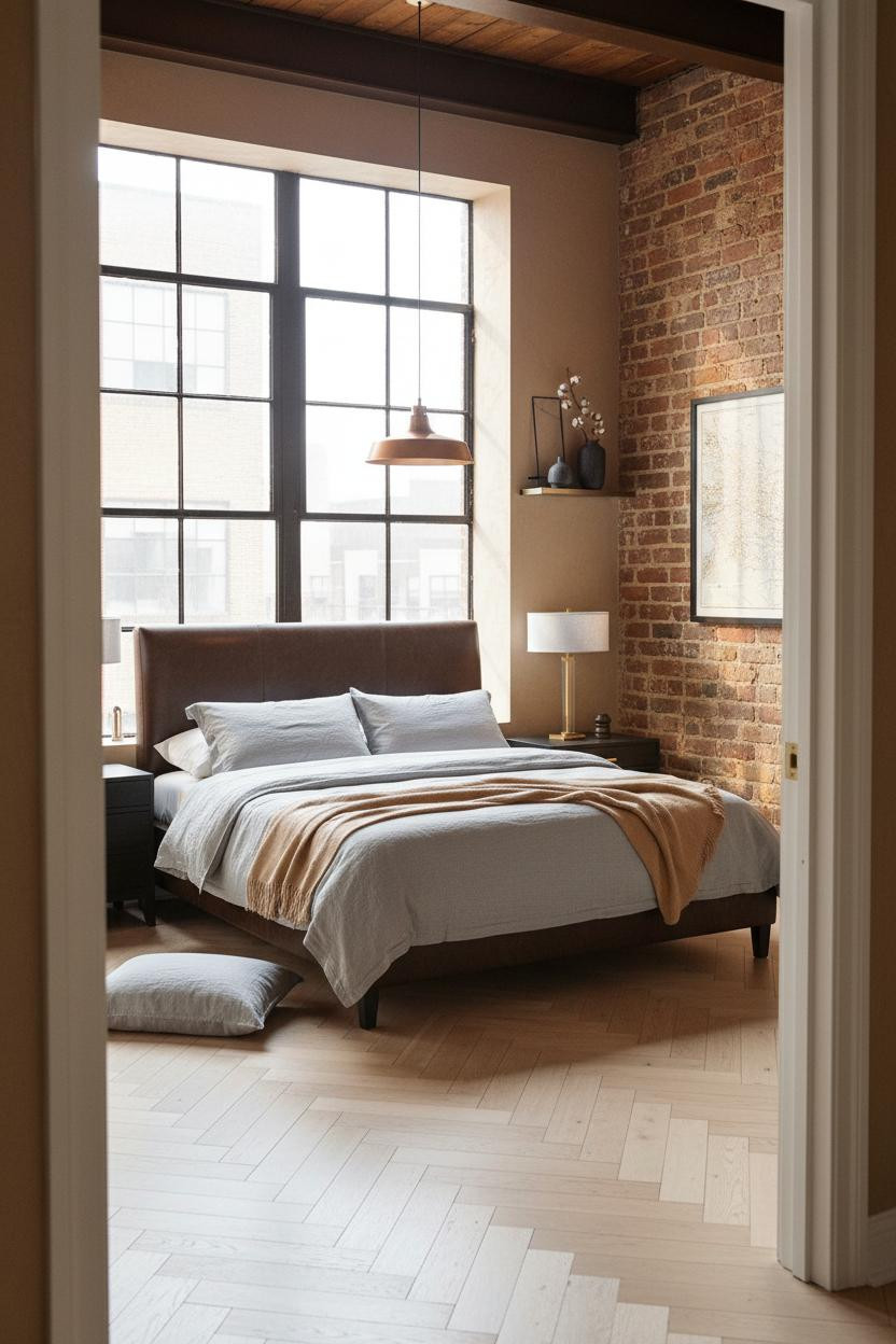 Industrial Loft Bedroom Exposed Brick