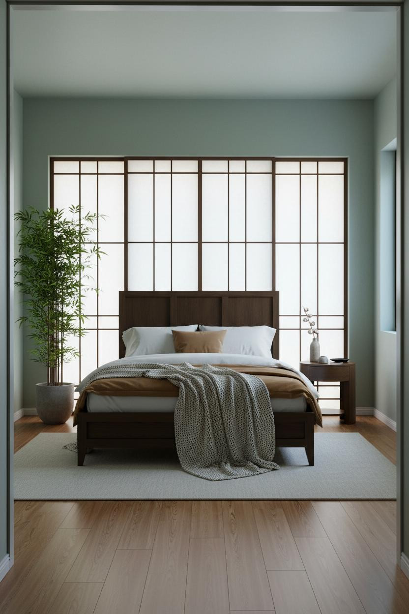 Japanese Bedroom Backlit Washi Panels Minimalist
