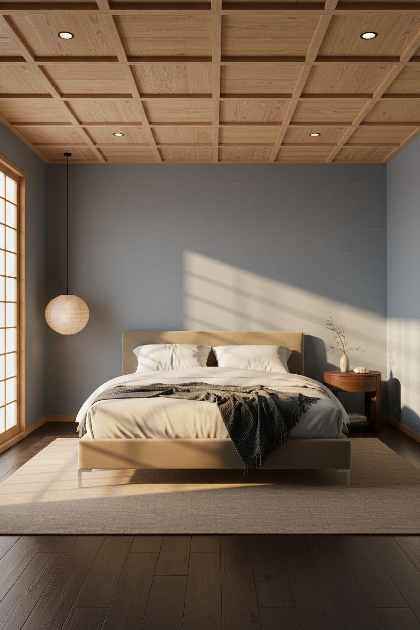Japanese Bedroom Hinoki Ceiling Minimalist