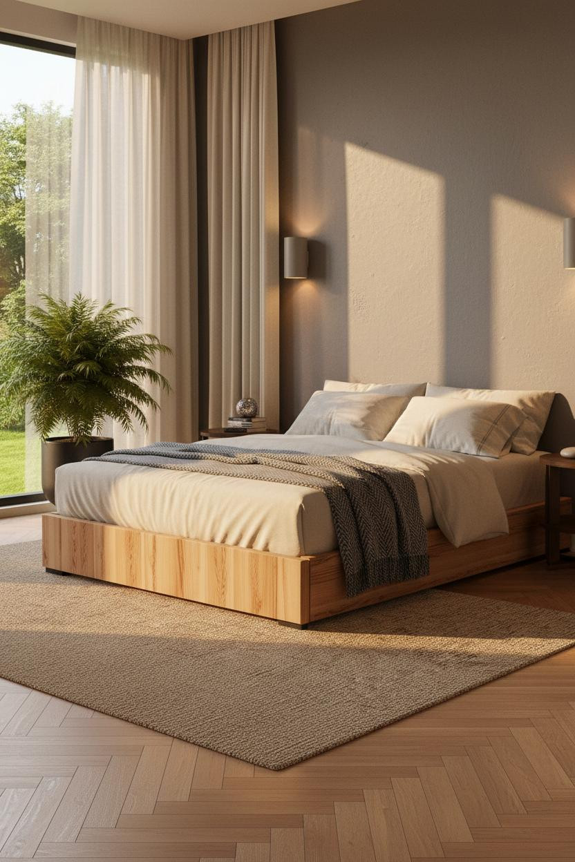 Japanese Bedroom Platform Bed Nightstand