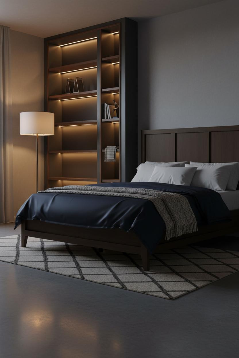 King Bedroom Built In Shelving Modern