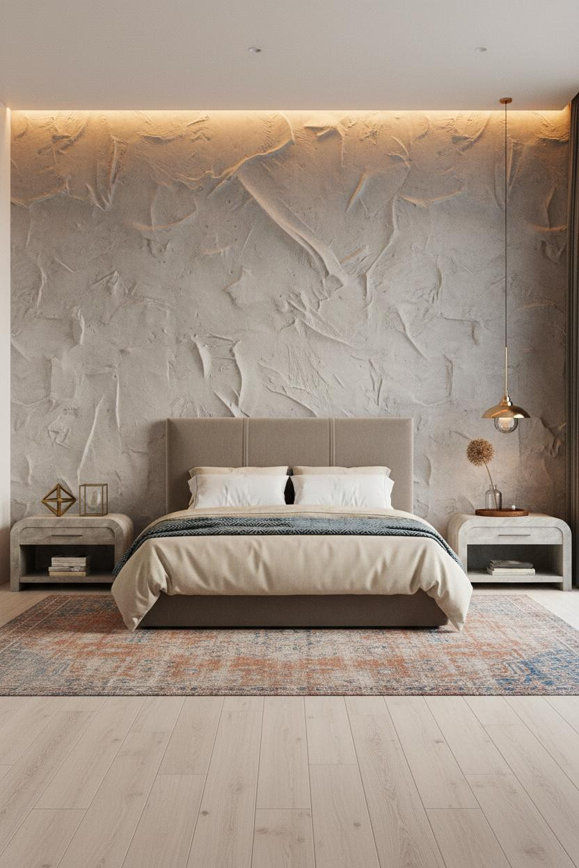 King Bedroom Mediterranean Textured Plaster Master