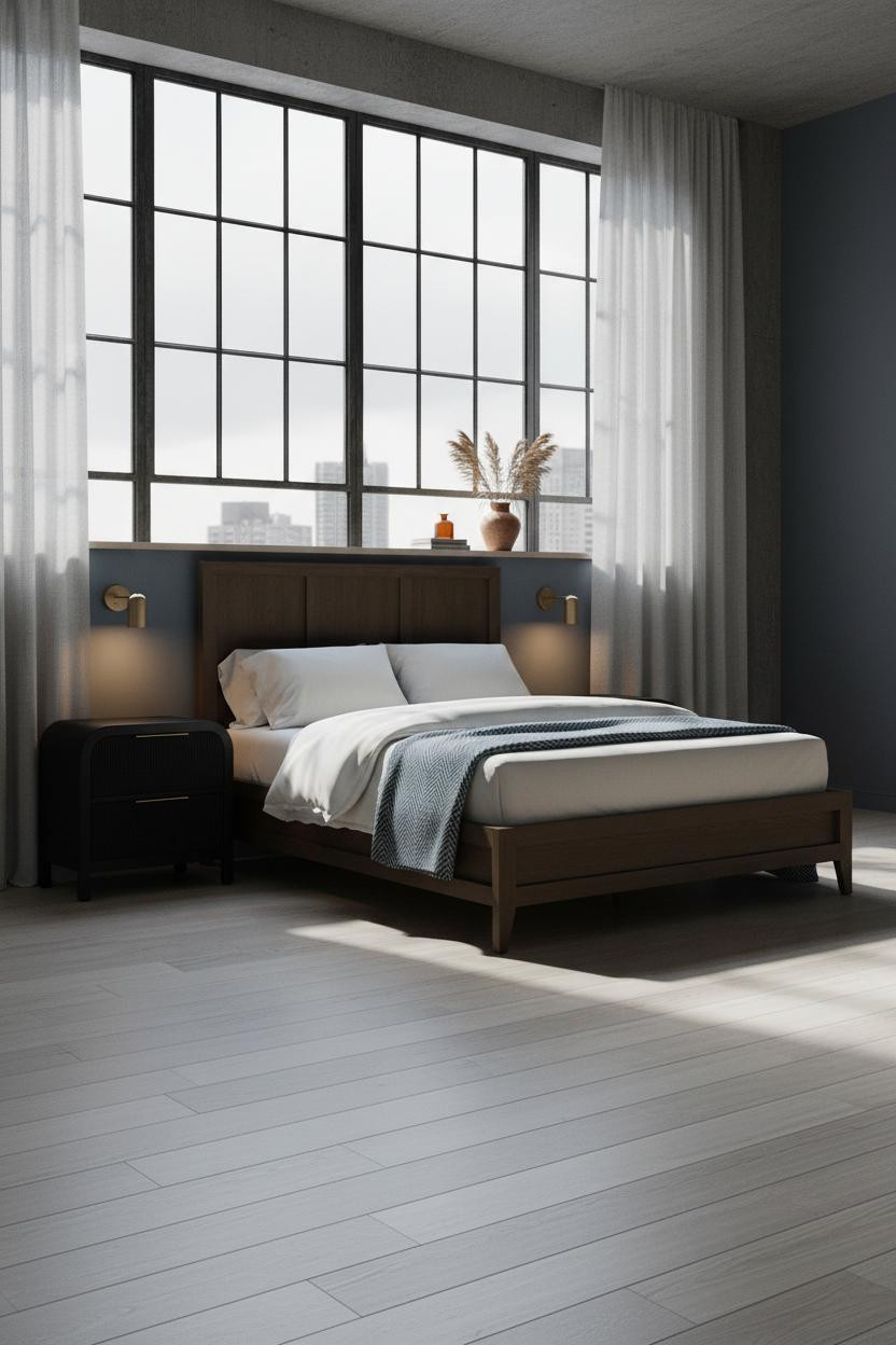 Loft Bedroom Industrial Windows Sconces