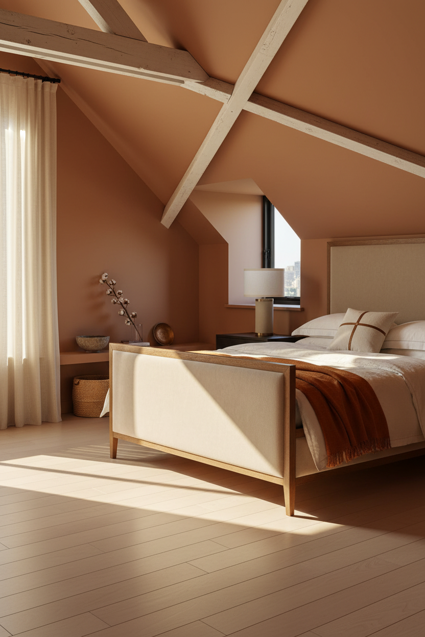 Loft Bedroom Mediterranean Angled Ceiling