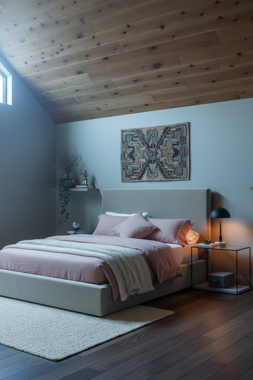 Loft Bedroom Sloped Ceiling Modern Design