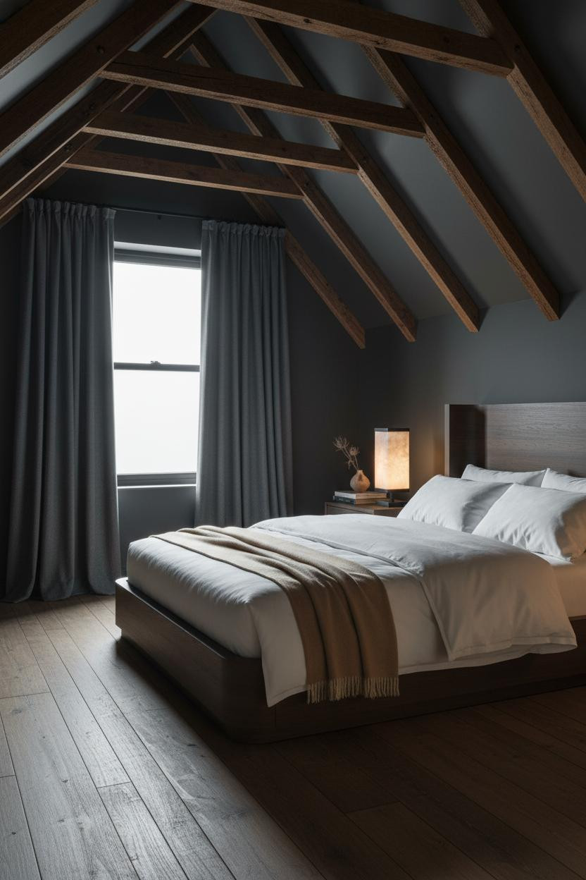 Low Attic Bedroom Dark Rafters Dormer