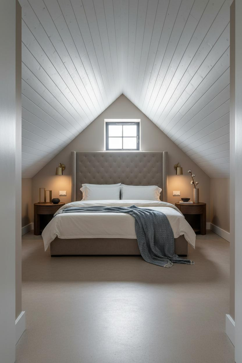Low Attic Bedroom Slanted Walls Modern