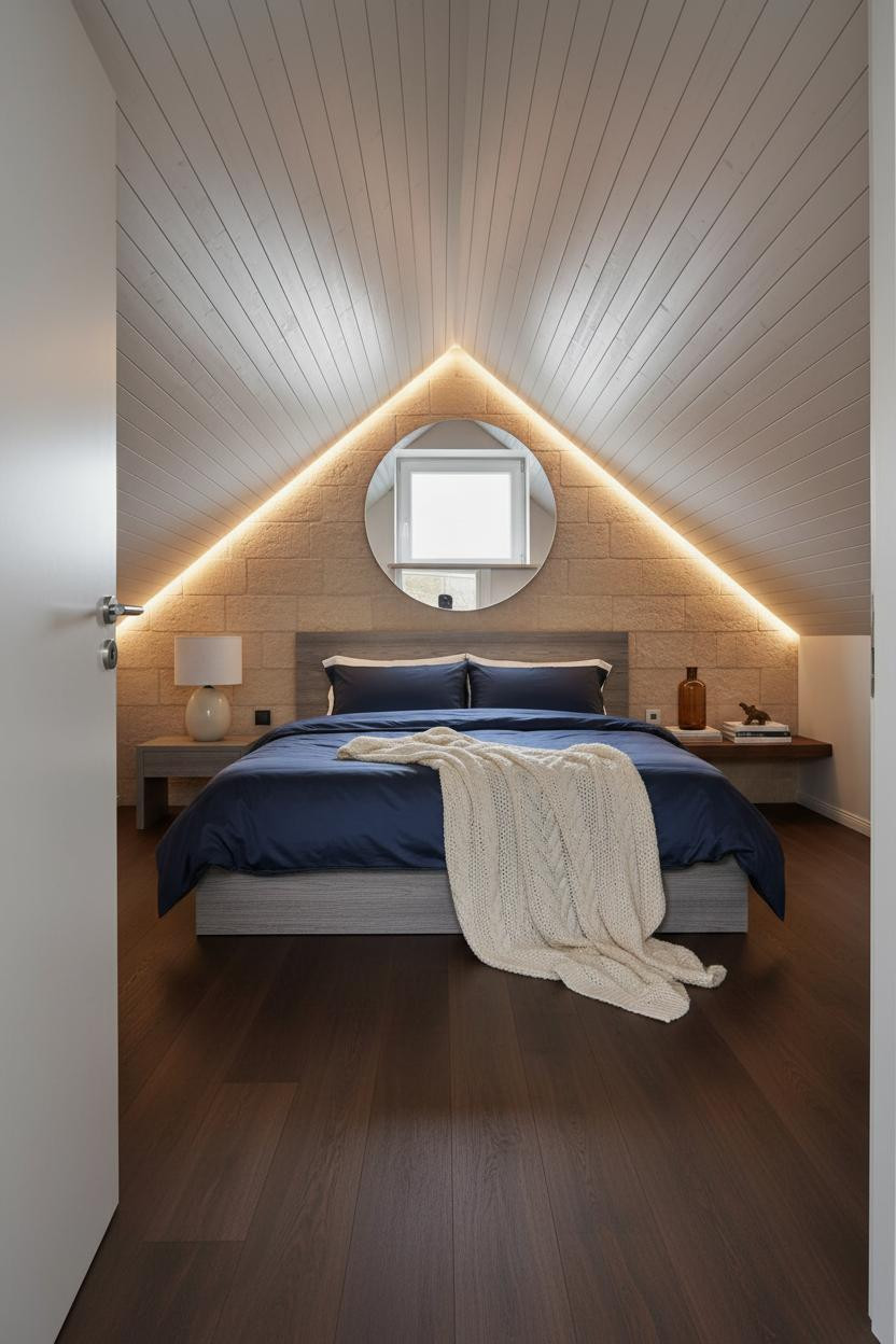 Low Attic Bedroom Slanted Walls Modern