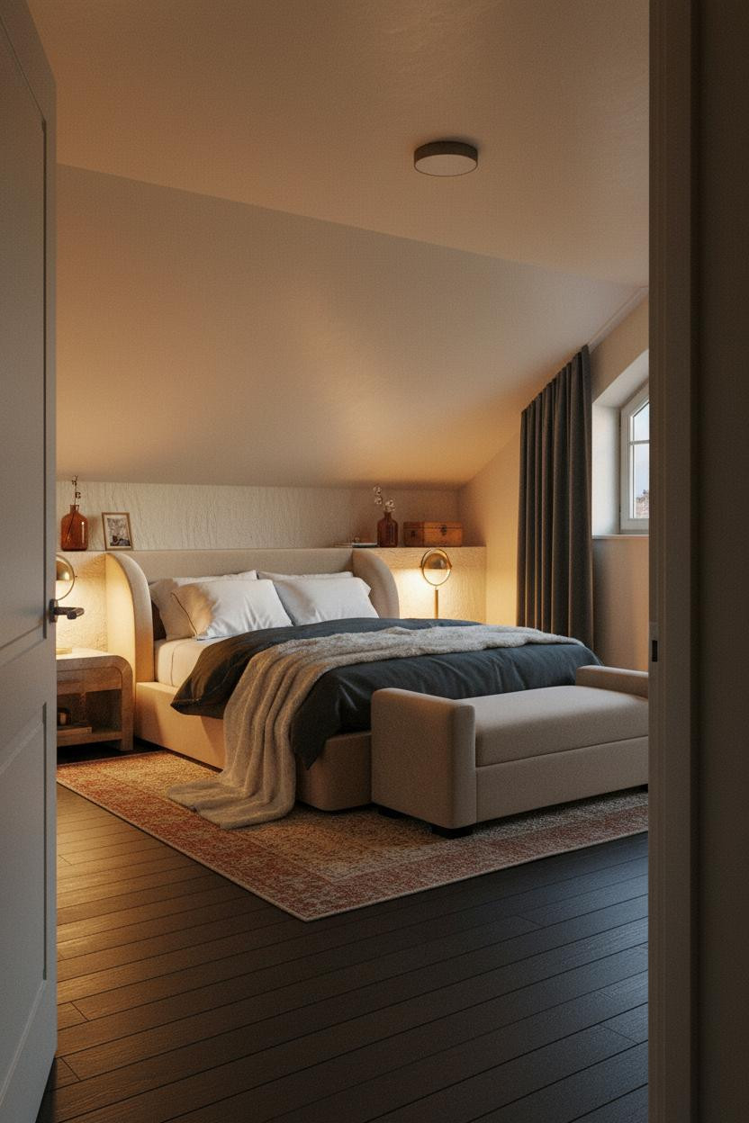 Low Attic Guest Room Warm Plaster