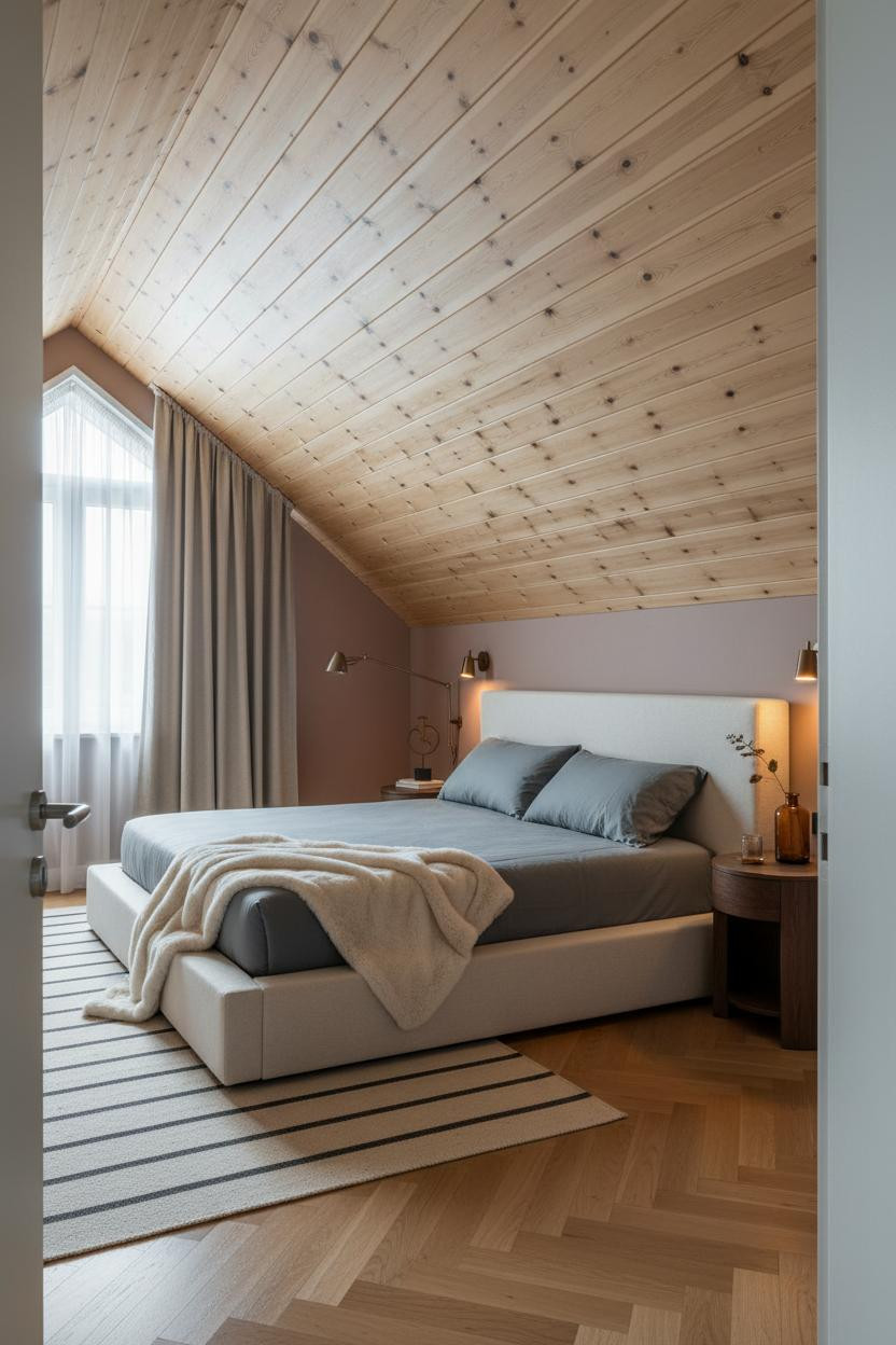 Low Ceiling Attic Bedroom Pine Paneling