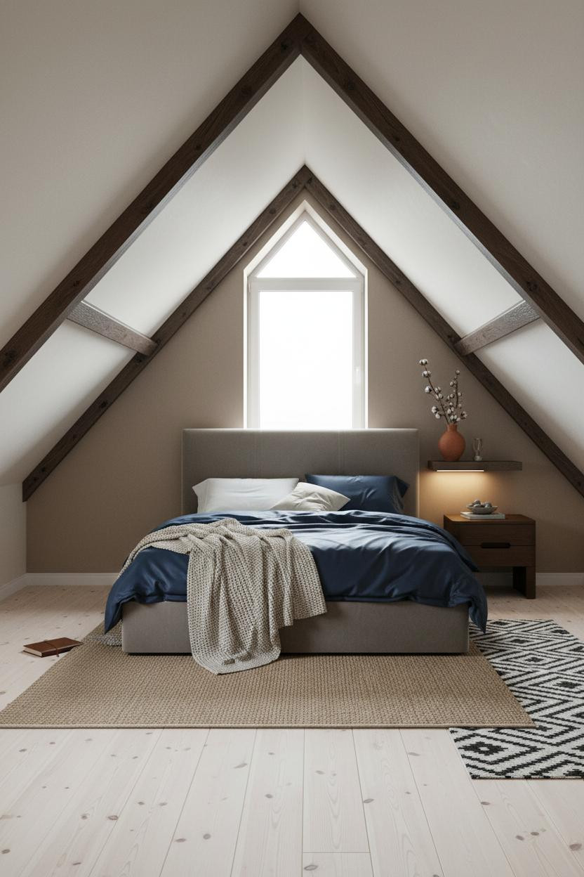 Low Ceiling Attic Bedroom Slanted Walls Design