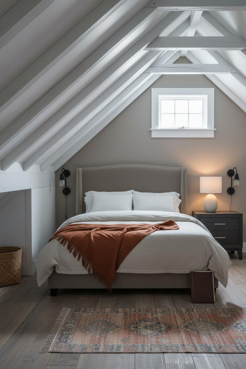 Low Ceiling Attic Bedroom Slanted Walls Farmhouse