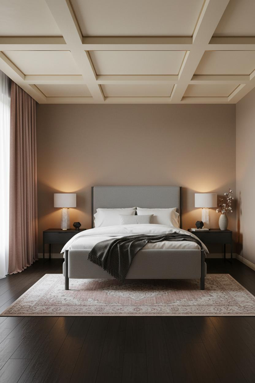 Luxury Bedroom Art Deco Coffered Ceiling