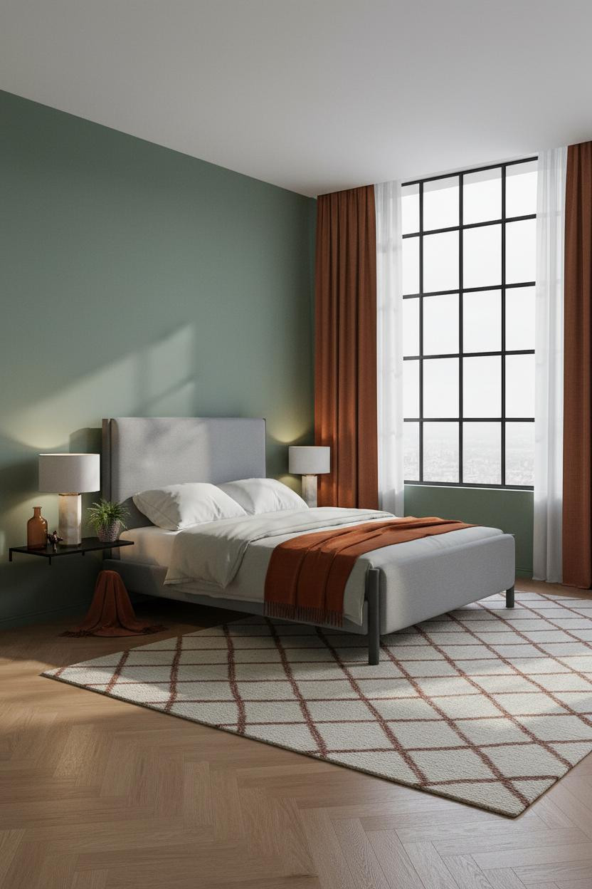 Luxury Bedroom Crittall Window Forest Green