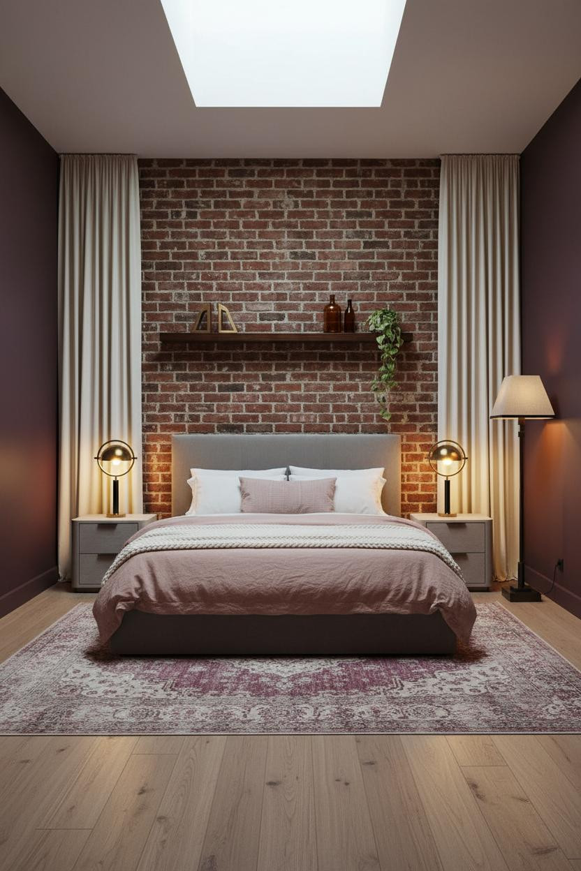Luxury Bedroom Dark Feminine Exposed Brick