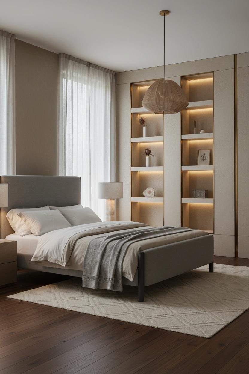 Luxury Bedroom Floating Shelves Design