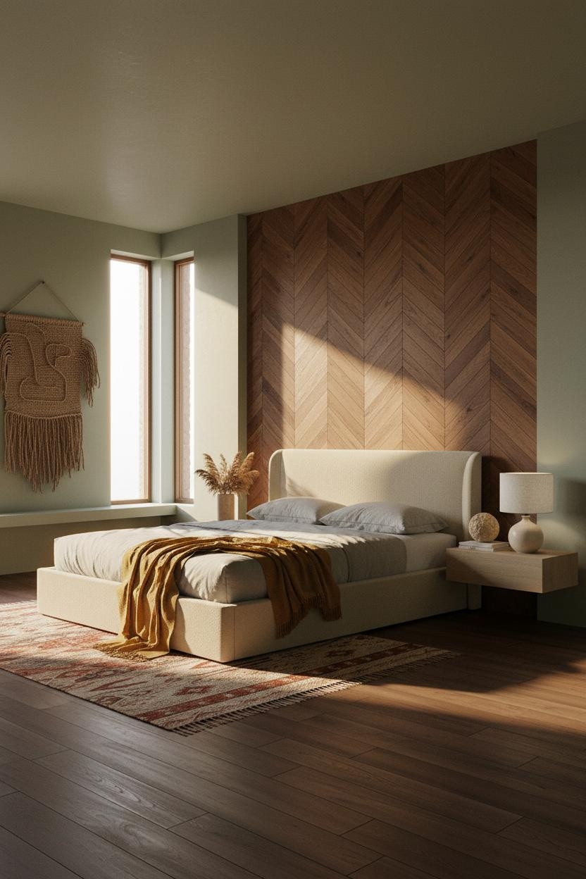 Luxury Bedroom Herringbone Walnut Modern