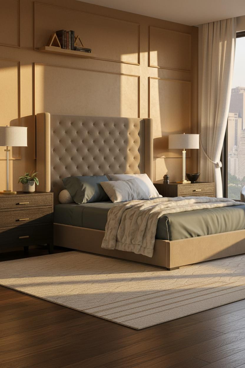 Luxury Bedroom Interior Modern Paneled Wall