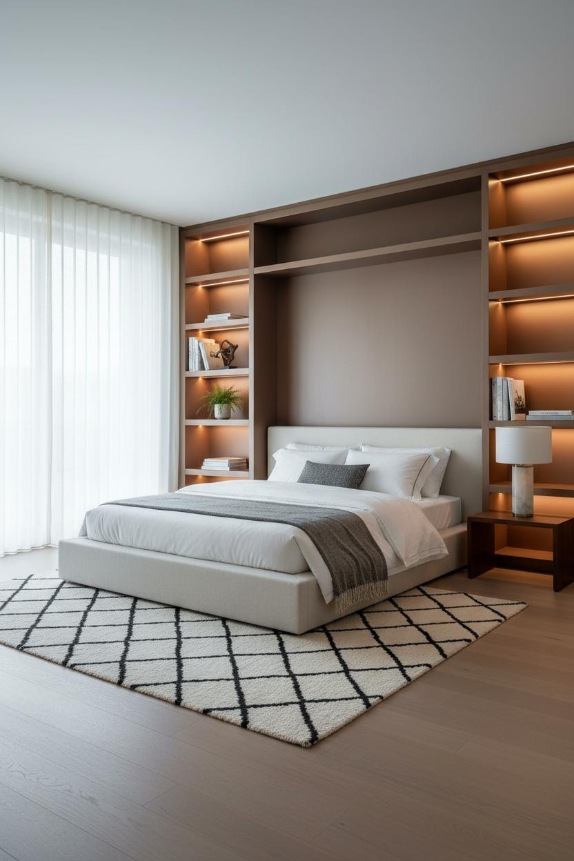 Luxury Bedroom Master Bronze Shelving Modern