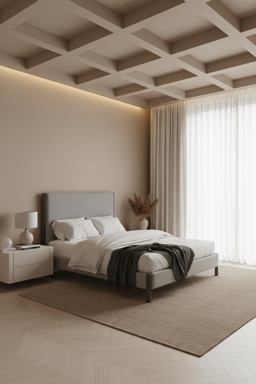 Luxury Bedroom Master Coffered Ceiling Modern