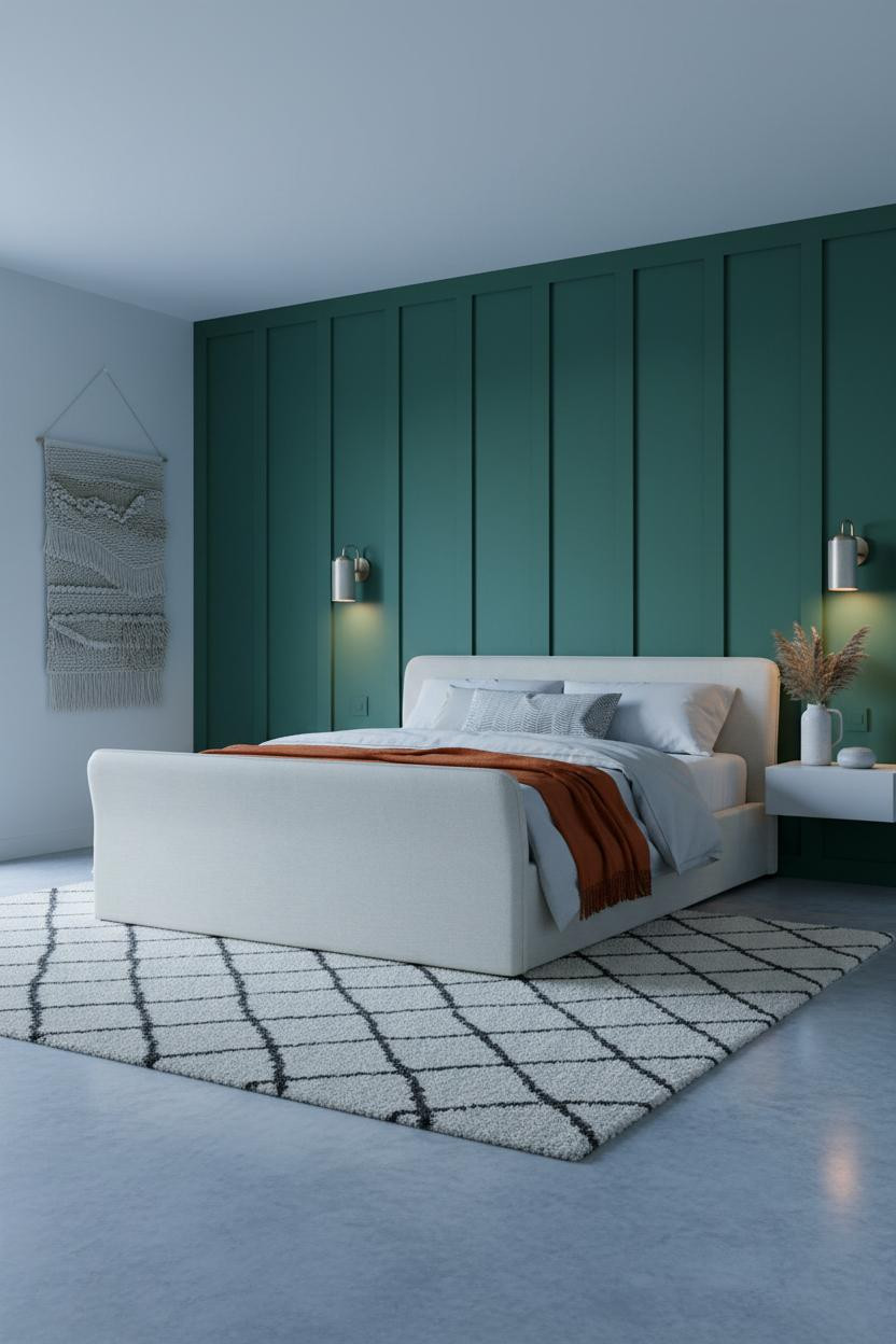 Luxury Bedroom Master Forest Green Accent Wall