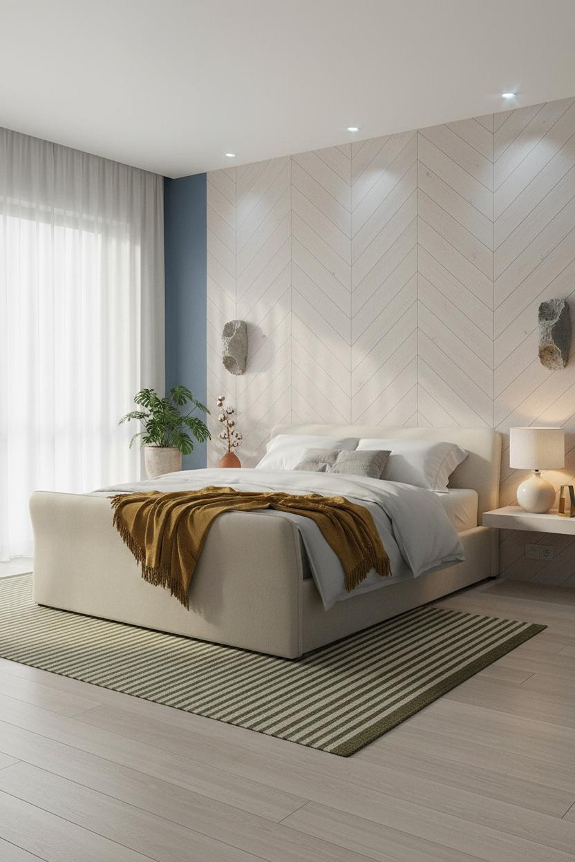 Luxury Bedroom Master Herringbone Wall Design